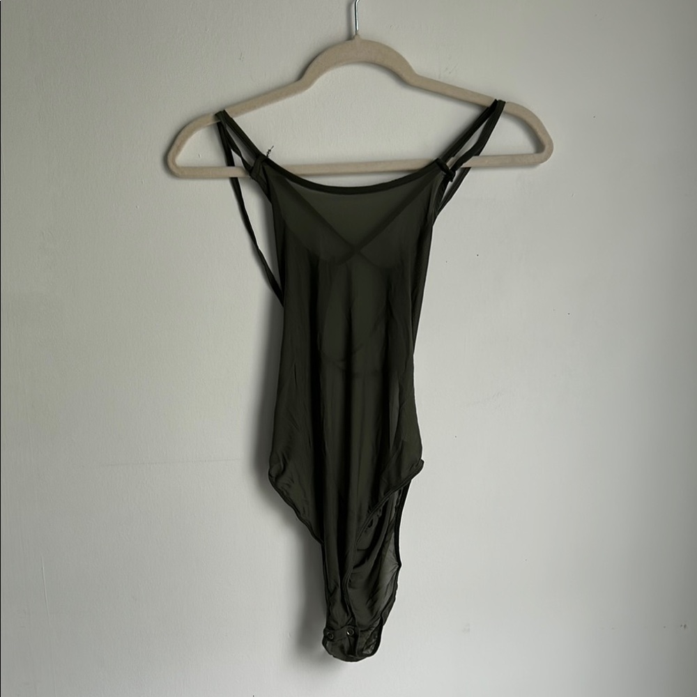 CAPELLA Olive green bodysuit sheer dark fairy romantic